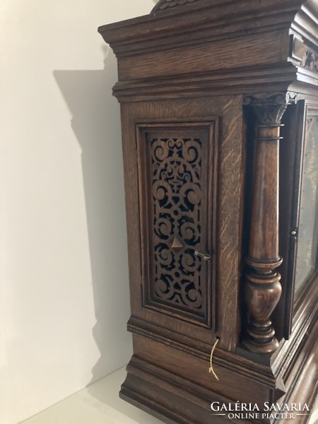 Huge antique w&h carved oak mantel clock