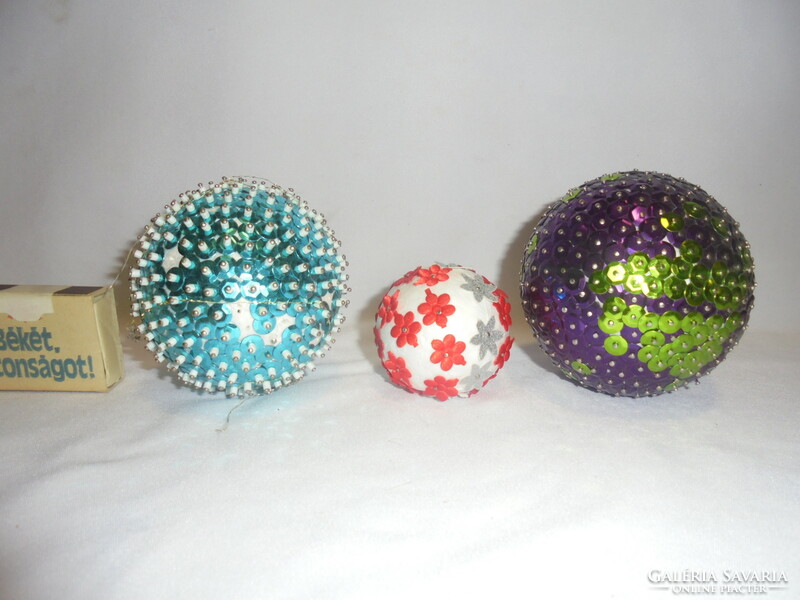 Two pieces of sequined Christmas tree decoration, ball - together