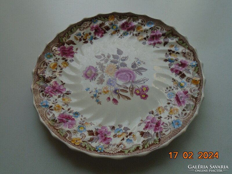 Copeland n=159276 hand-painted colorful flower pattern, numbered plate, twisted ribbed, laced