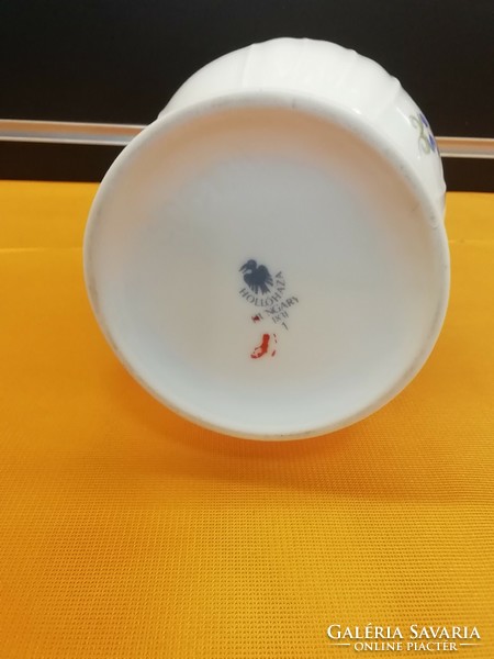 Hollóházi, virágmintás porcelán váza