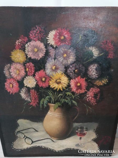 Old marked oil painting on canvas 1947