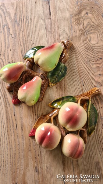 Majolica pear, apple/peach wall decoration