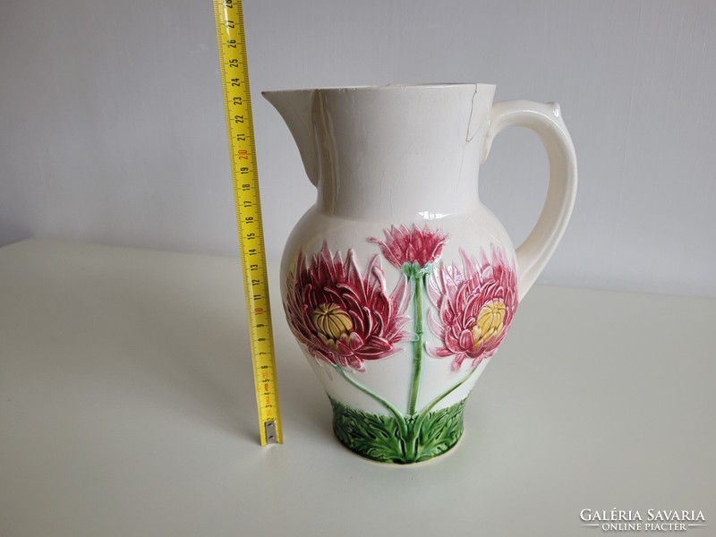 Old Körmöcbánya jug 2.5 liter majolica spout with aster pattern