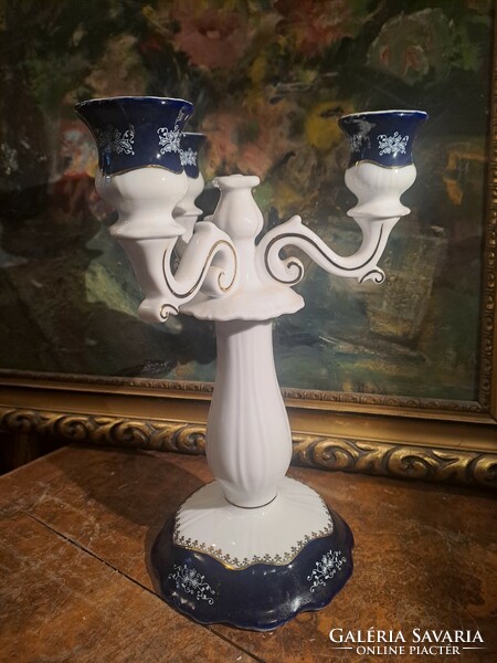 Original Zsolnay pompadour 3-branch candle holder