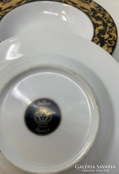 6db Rosenthal porcelán Versace  Barocco mélytányér arany-kék színű dekorral RZ