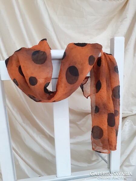Embossed scarf in Italian rust brown material, unique!!!