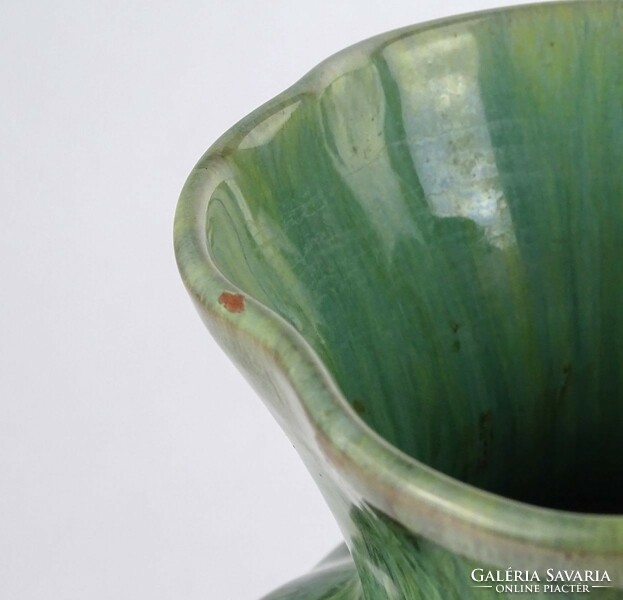 1Q508 old marked green glazed marked art deco ceramic vase 22 cm