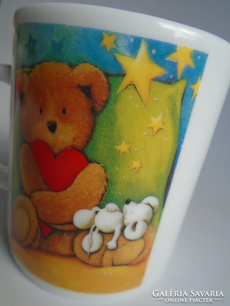 New, thick village teddy bear cup.