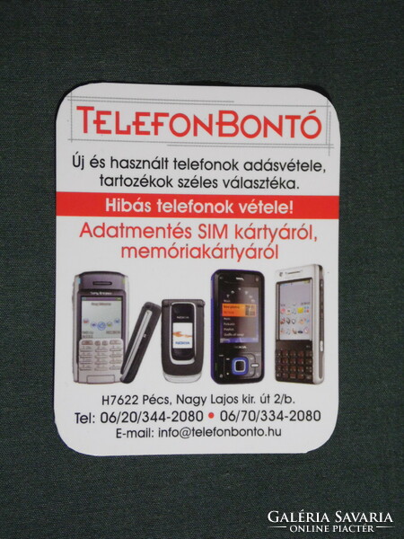 Kártyanaptár,kisebb méret, Telefonbontó GSM mobiltelefon üzlet, Pécs, 2008, (6)