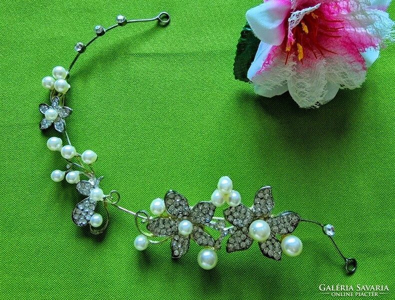 Wedding had27 - bridal rhinestone, pearl, flower hair ornament, hair wire