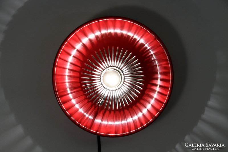 Retro wall lamp d=30cm m=10.5cm red enamel paint metal spiral