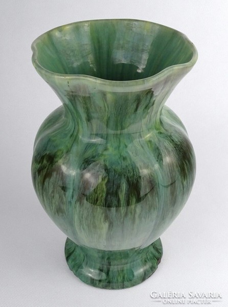 1Q508 old marked green glazed marked art deco ceramic vase 22 cm