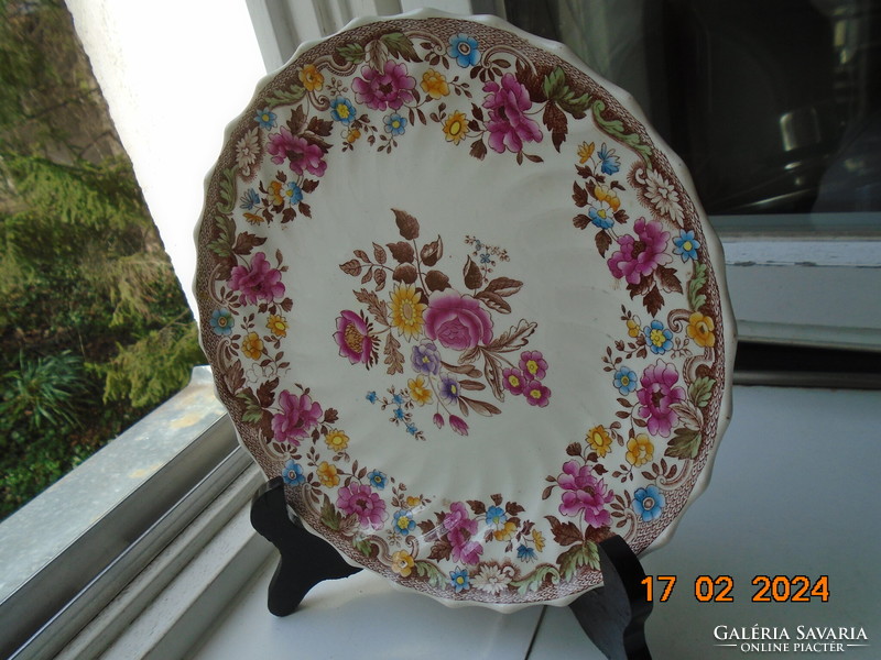 Copeland n=159276 hand-painted colorful flower pattern, numbered plate, twisted ribbed, laced