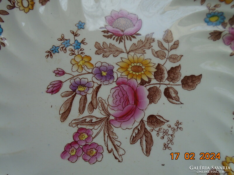 Copeland n=159276 hand-painted colorful flower pattern, numbered plate, twisted ribbed, laced