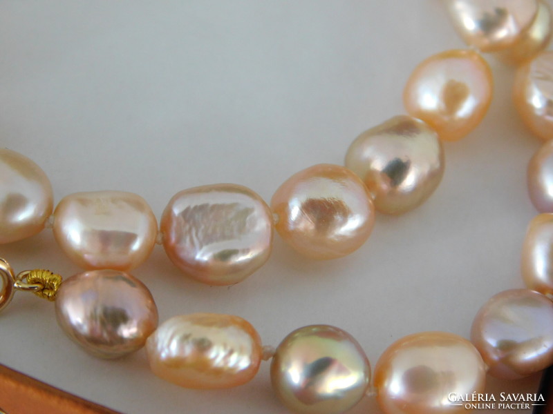 14 K gold baroque multicolored pearl necklace