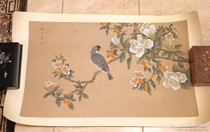 East Asian China silk painting on paper