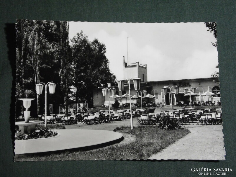 Képeslap, Balatonszemes, vigadó étterem látkép , terasz részlet