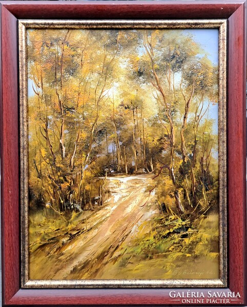 László Bubelényi (1953-2018): forest road, 40x30 cm.