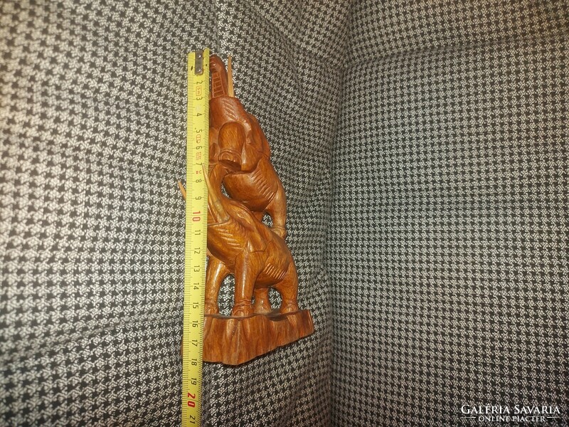 Carved elephant statue, wood, 18 cm high