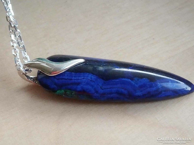 Azurite pendant with 925 sterling silver pendant holder