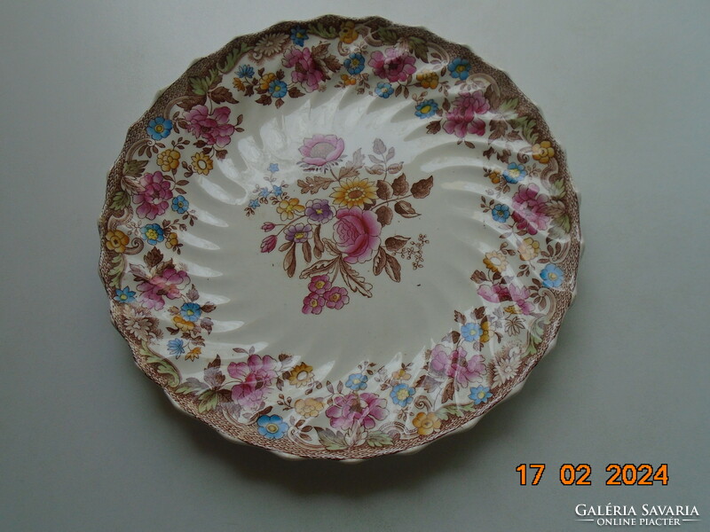 Copeland n=159276 hand-painted colorful flower pattern, numbered plate, twisted ribbed, laced