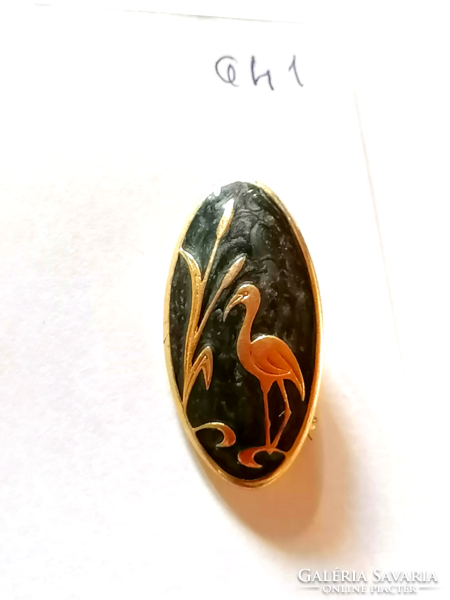 Retro, fire-gilded crane bird brooch 641.
