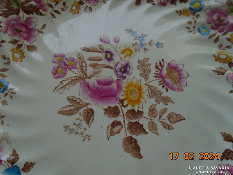 Copeland n=159276 hand-painted colorful flower pattern, numbered plate, twisted ribbed, laced