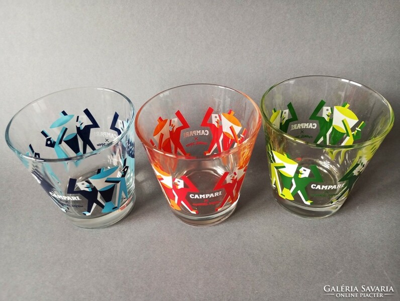 3X fortunato depero campari glass tumbler, rare