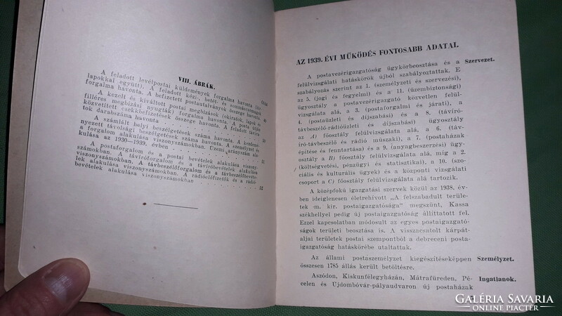 1940.Adatok A Magyar Királyi Posta 1939.évi Működéséről könyv a képek szerint M.K.Postavezérigazgató