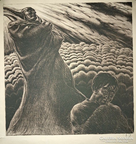 /expesszionista grafika/ BAJA Benedek (1893 - 1953) nyomólap 49x48