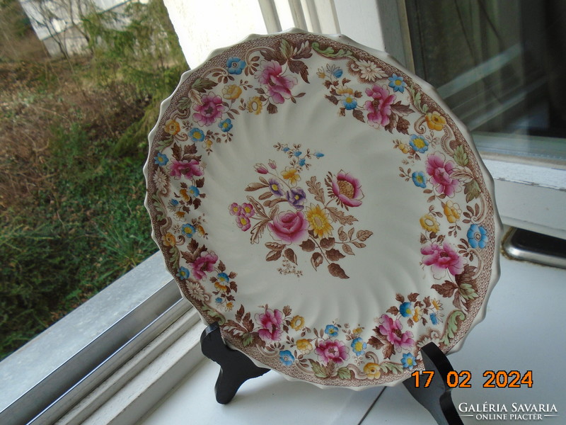 Copeland n=159276 hand-painted colorful flower pattern, numbered plate, twisted ribbed, laced