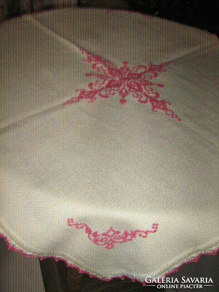 Beautiful hand embroidered crocheted tablecloth