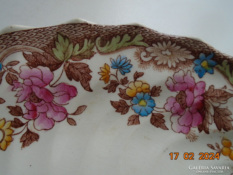 Copeland n=159276 hand-painted colorful flower pattern, numbered plate, twisted ribbed, laced