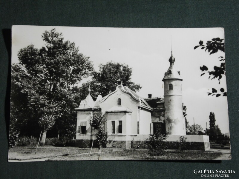 Detail of a postcard, Balaton pine forest, resort view