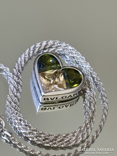 Csodálatos ezüst nyaklánc és Medál, olivin és Citrin kövekkel