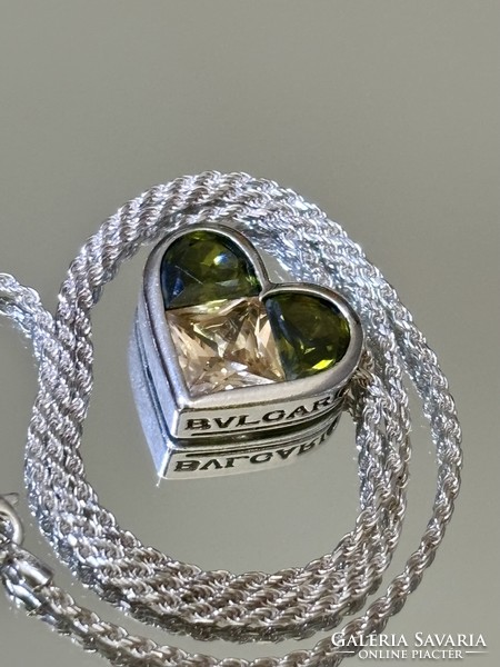 Wonderful silver necklace and pendant with olivine and citrine stones