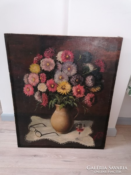 Old marked oil painting on canvas 1947