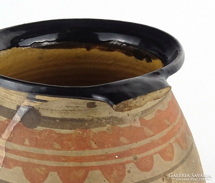 1Q519 old large plain earthenware linen pot 25.5 Cm