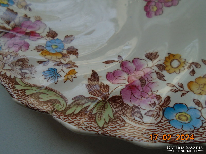 Copeland n=159276 hand-painted colorful flower pattern, numbered plate, twisted ribbed, laced