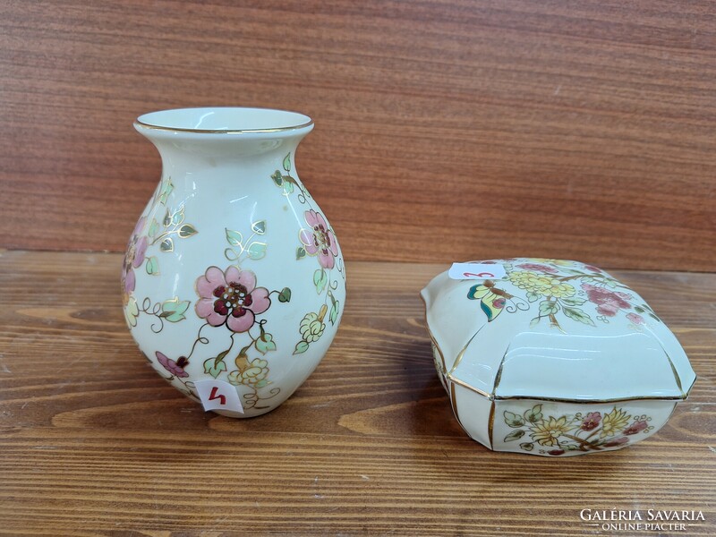 Zsolnay butterfly and flower bonbonnier and vase. HUF 12,500