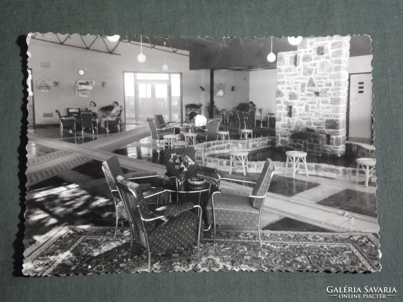 Postcard, balaton, tihany hotel hall detail with people