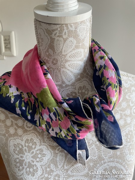 Lehner pille light small cotton scarf with delicate flowers 65*65cm, 100% cotton