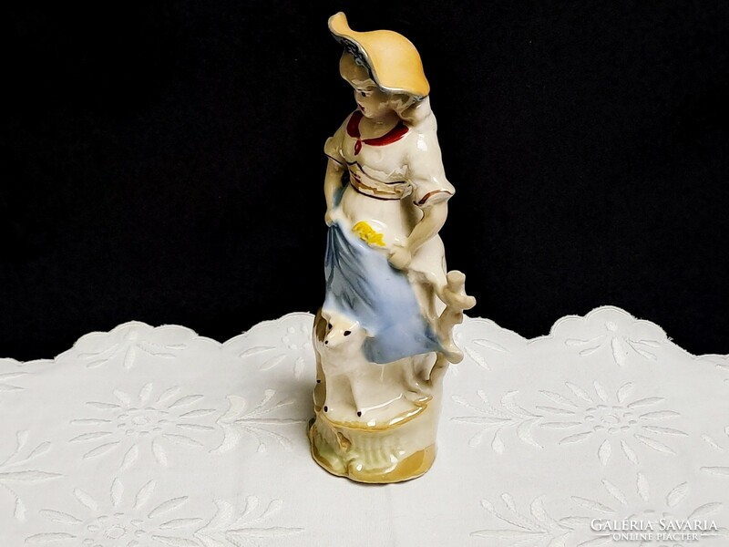 Marked porcelain girl with lamb 20 cm