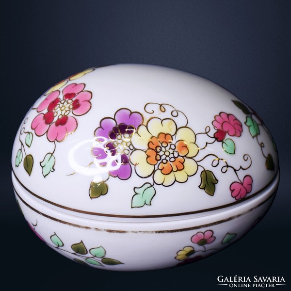 Zsolnay floral egg bonbonier