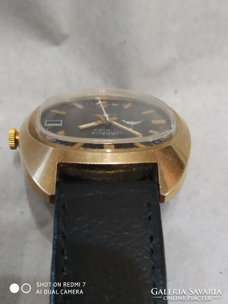 Cornavin (poljot 2614.2H) 17-stone, date display, gold-plated men's watch.
