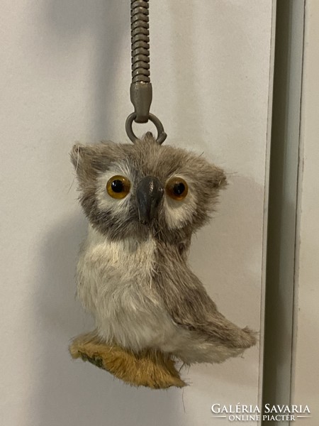 From the owl collection, an old furry owl keychain 10 cm