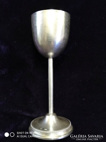 Silver (800 houndstooth) stemmed short drink glass.