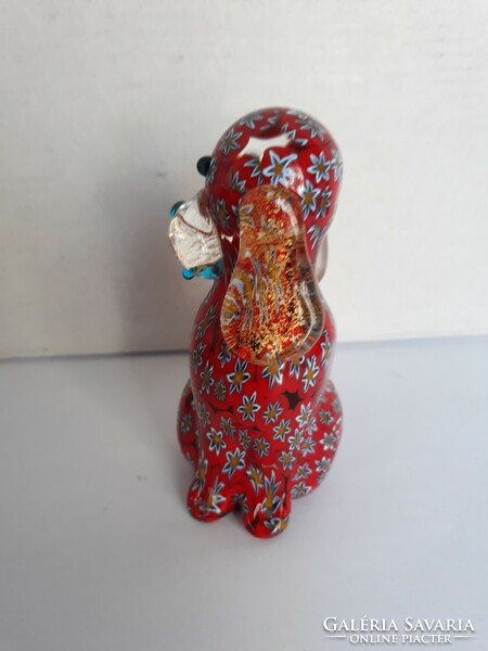 Beautiful special Millefiori Murano dog glass figurine, ornament, paperweight