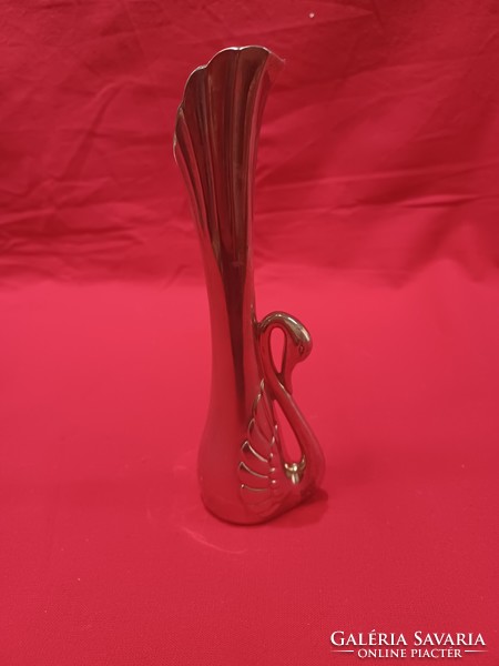 Swan-shaped silver-plated vase