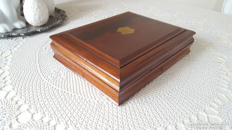 Antique silver-plated dessert and fruit cutlery set in a wooden box